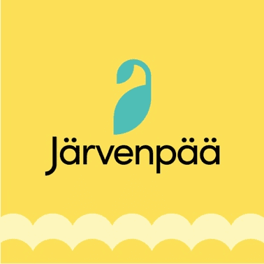 Kuvituskuva. Keltaisella taustalla teksi: Järvenpää. Tekstin yläpuolella vihreä lehti.